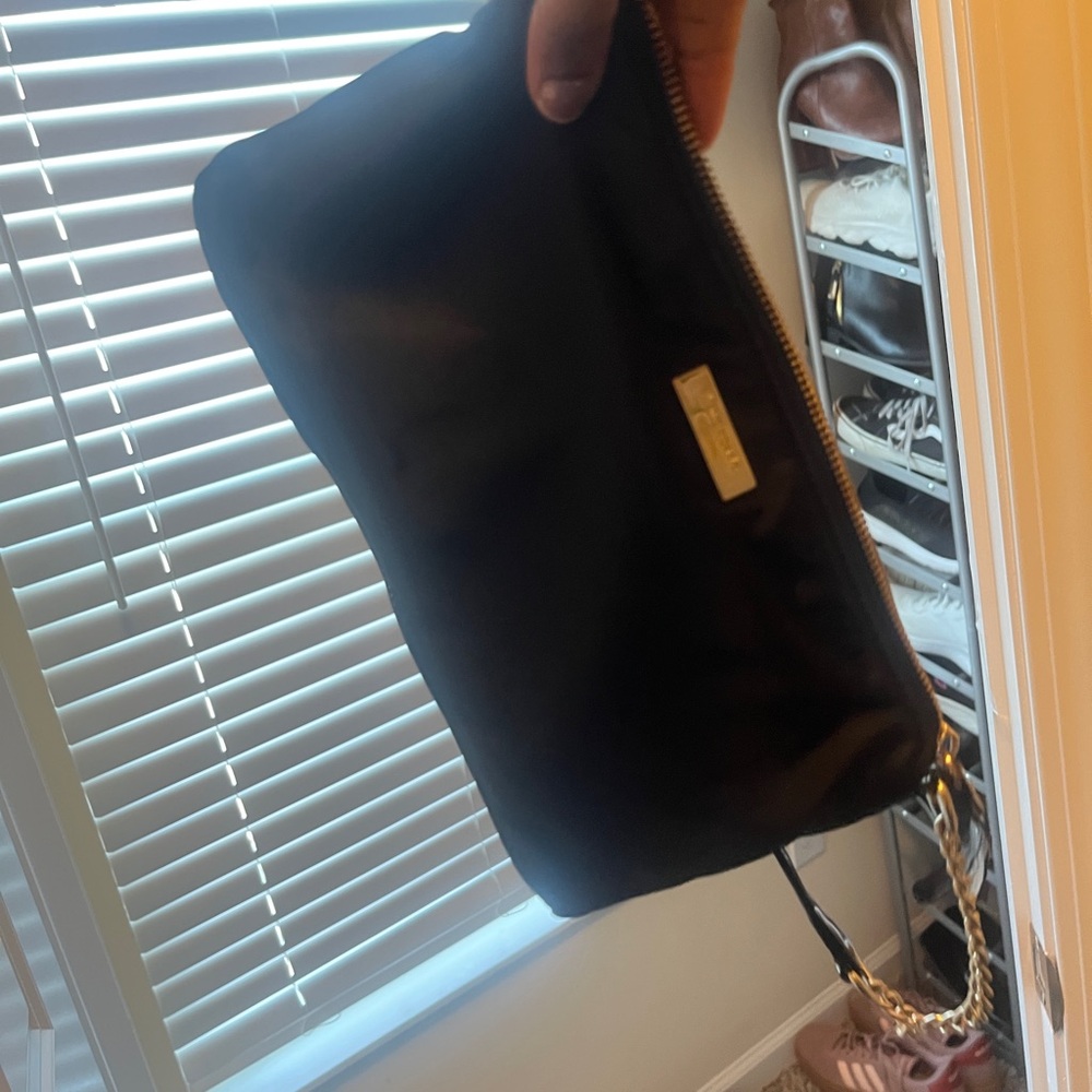 Black Clutch with Gold Chain